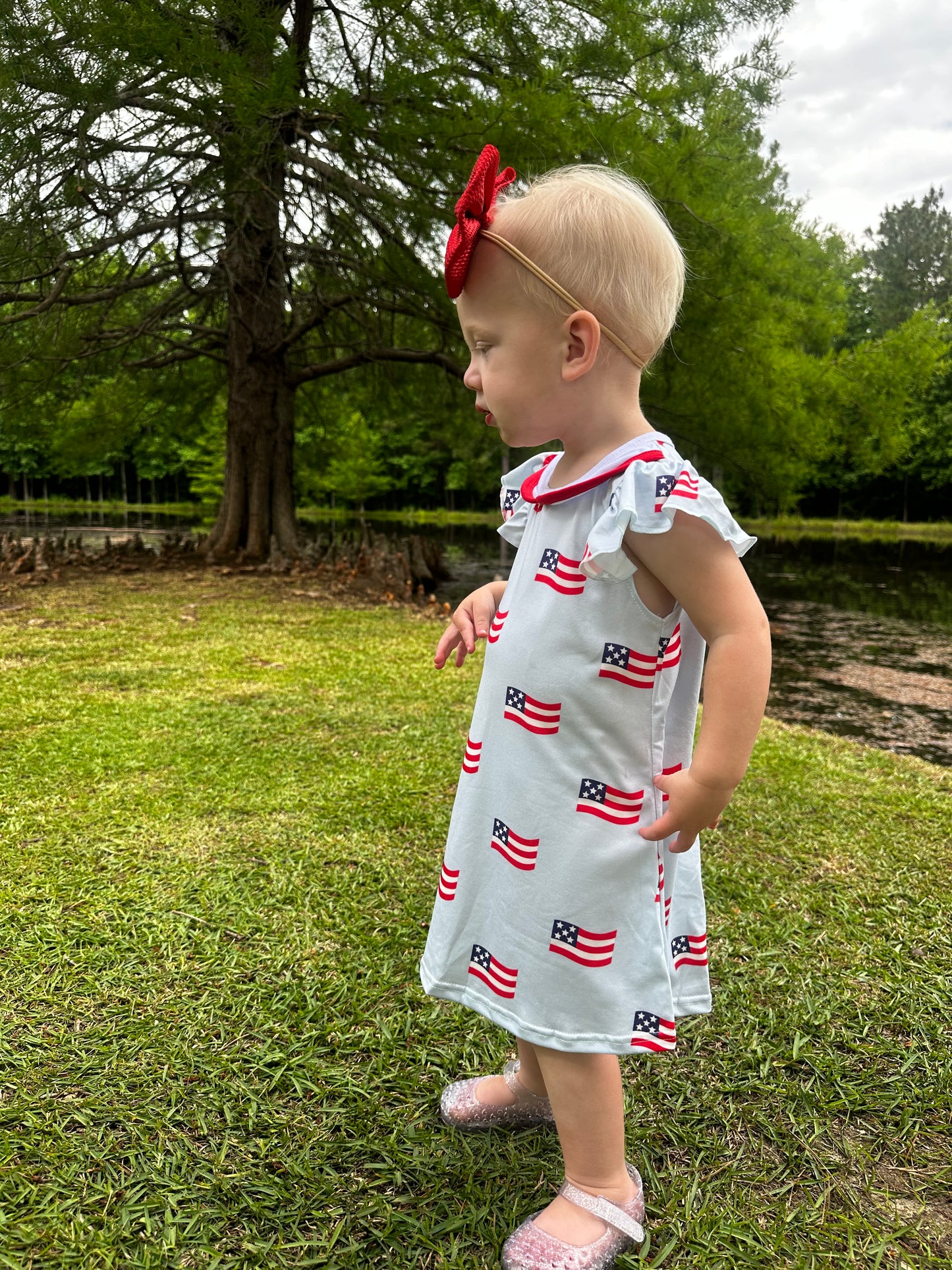 4th Of July Flutter Sleeve Tennis Dress