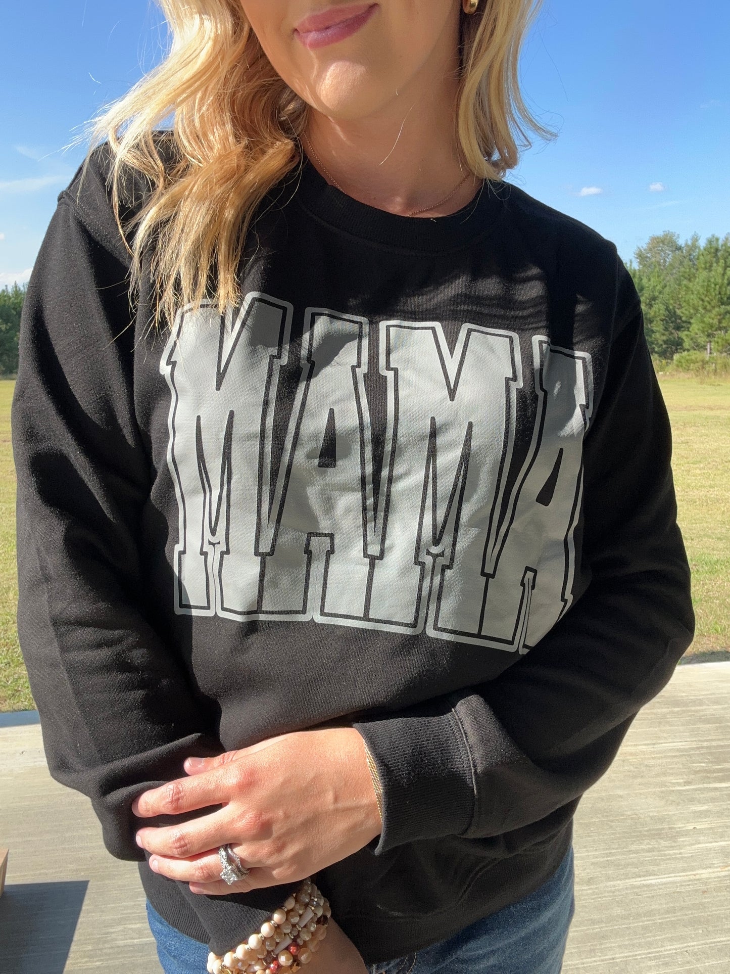 MaMa Varsity Crew Neck Sweatshirt
