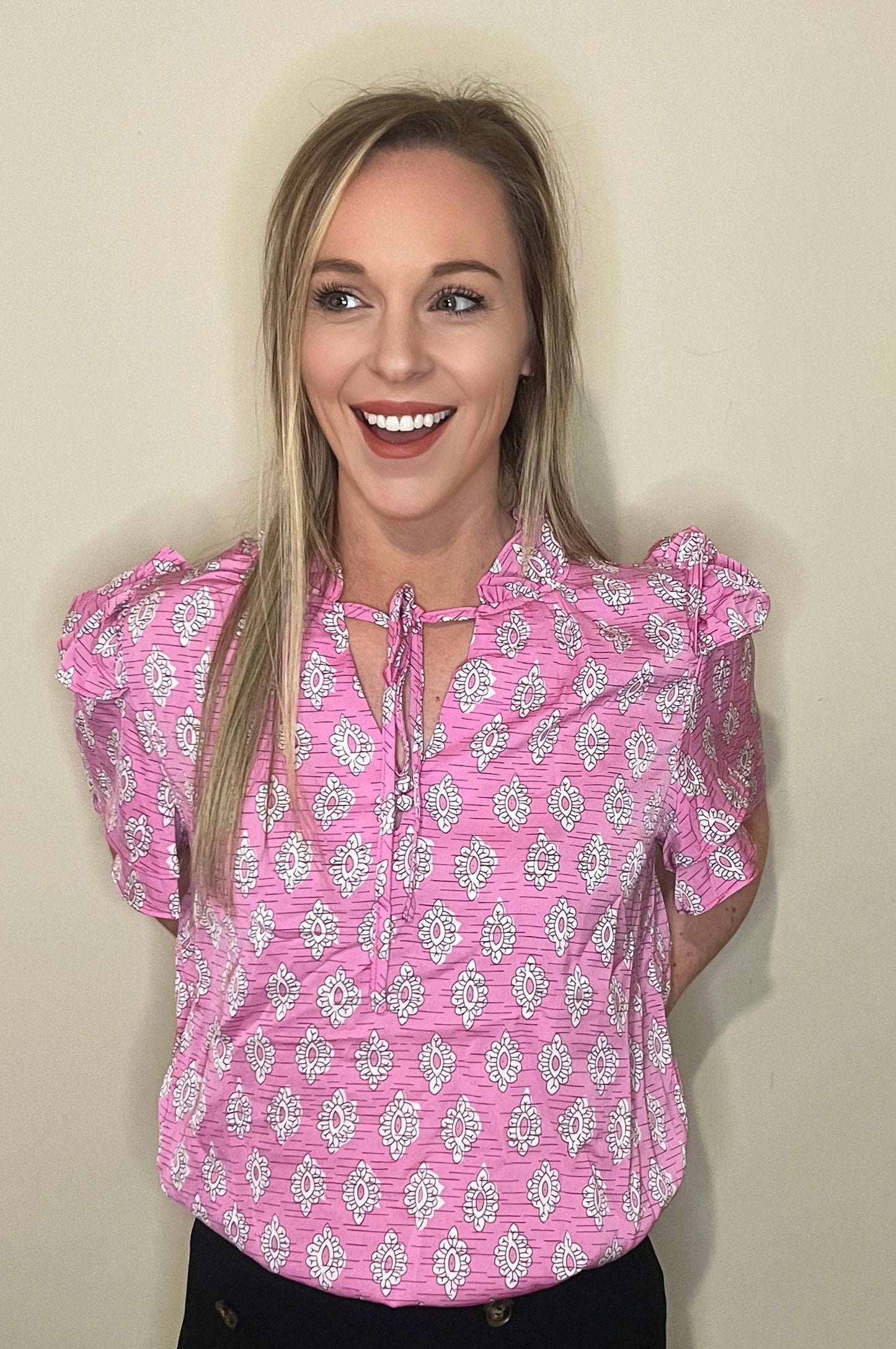 Pink Ruffled Shirt