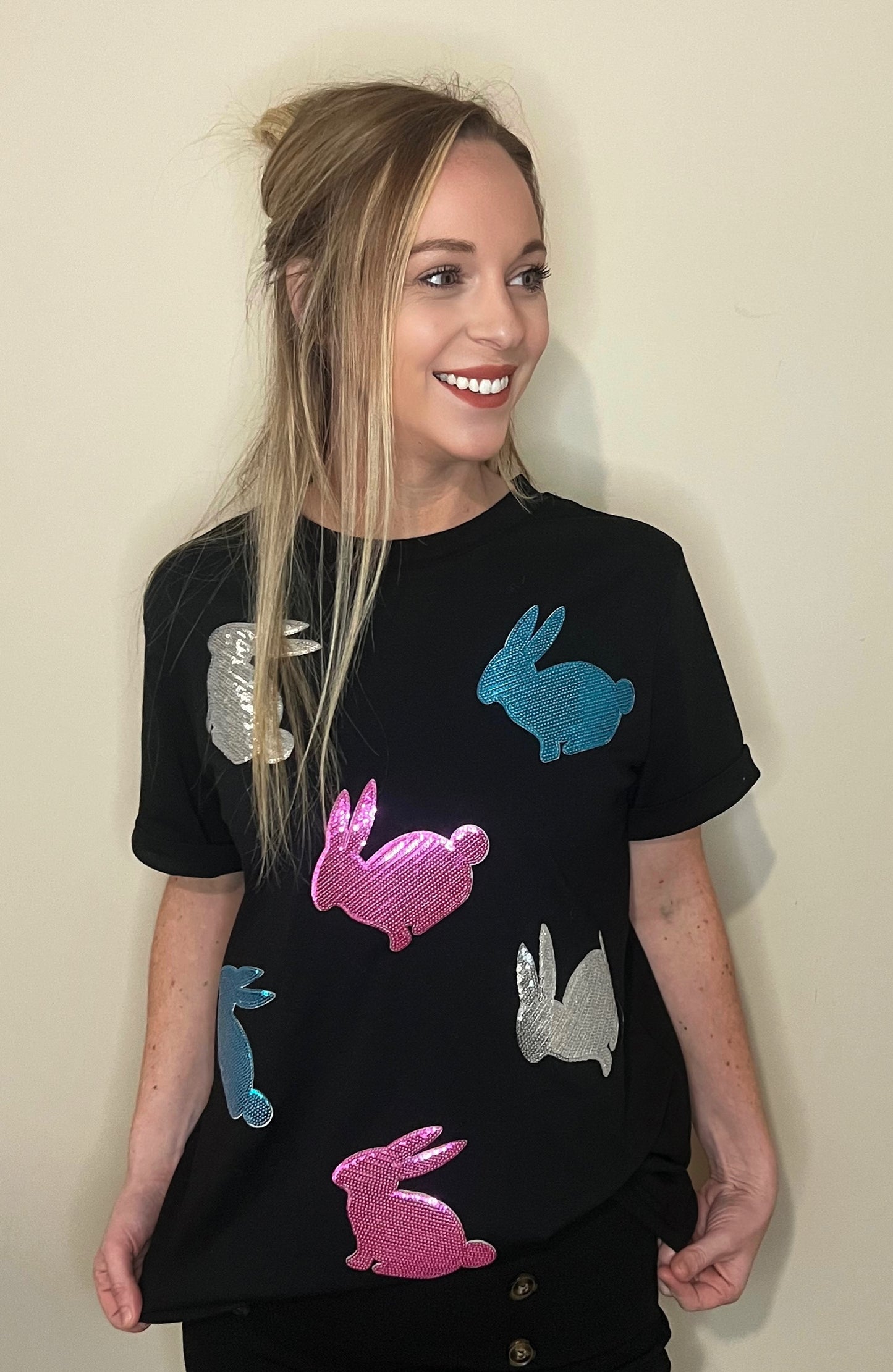 Black Glitter Easter Top