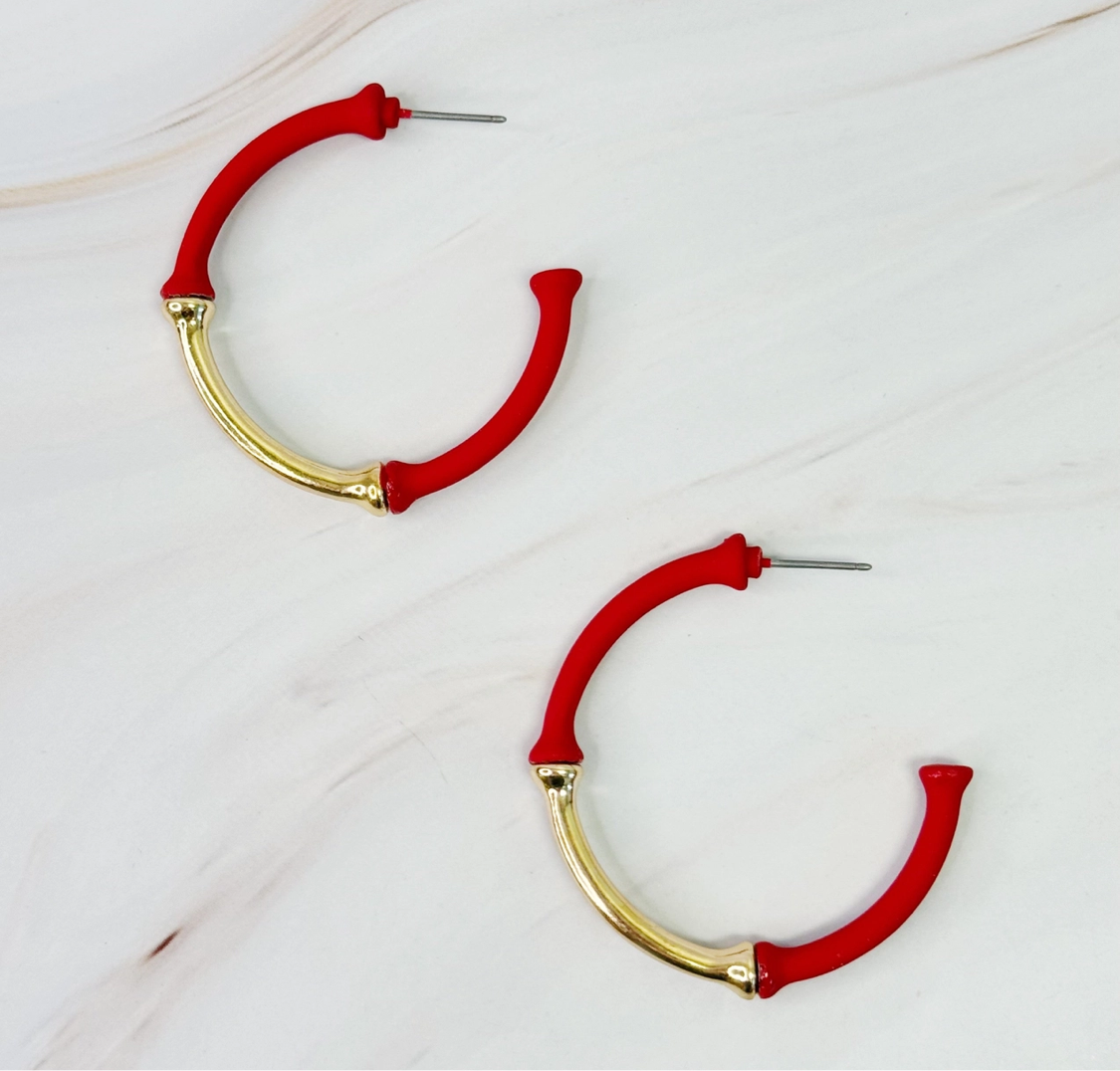 Red Bamboo Hoops