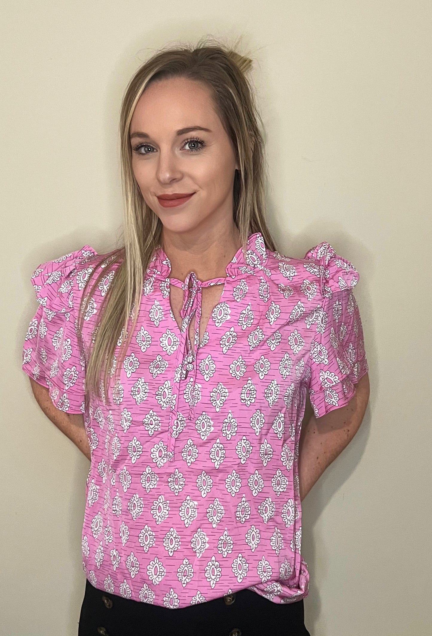 Pink Ruffled Shirt