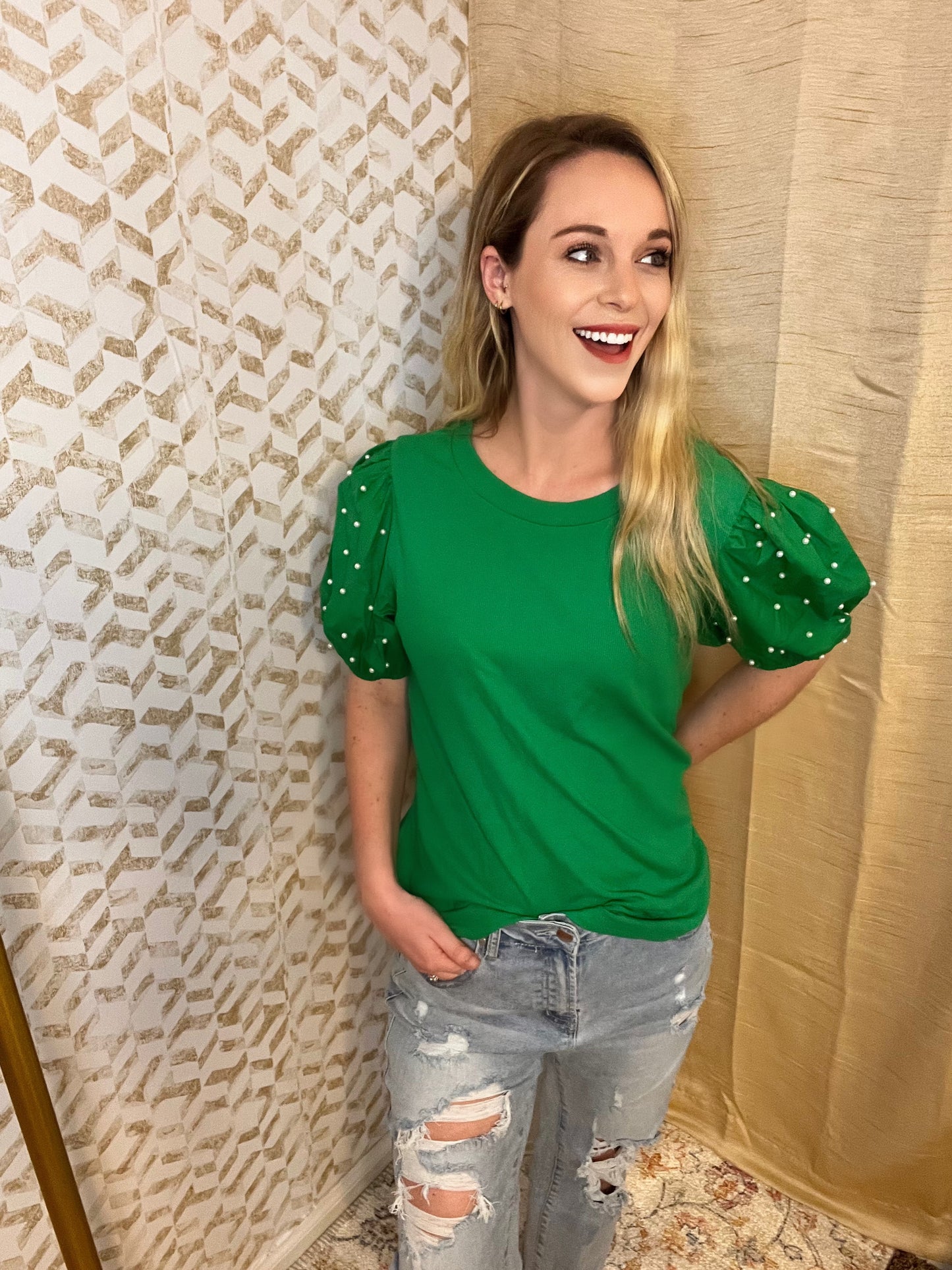 Green Puffer Top