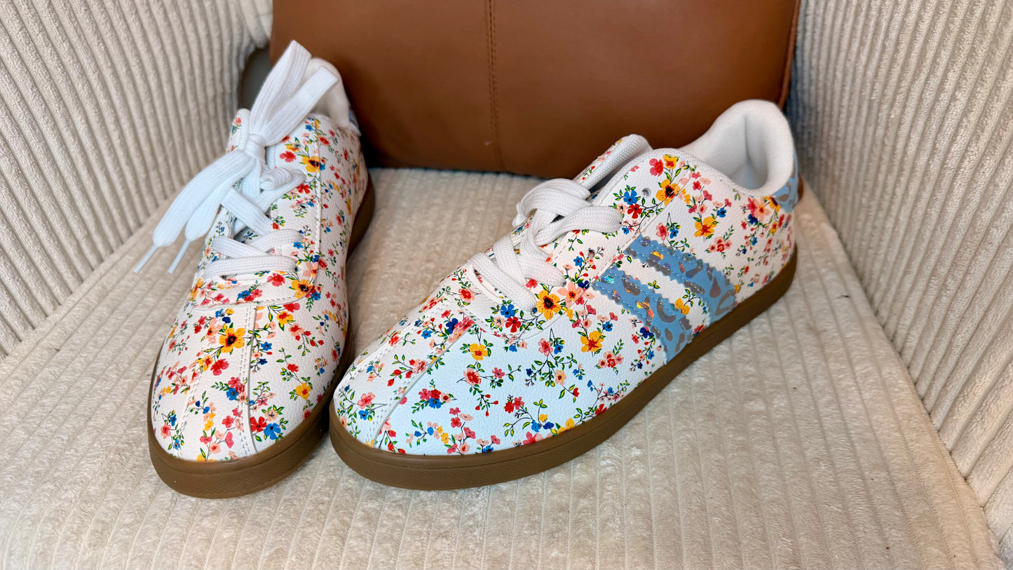 Floral Print Color Block Detail Lace Up Shoes | US6-10