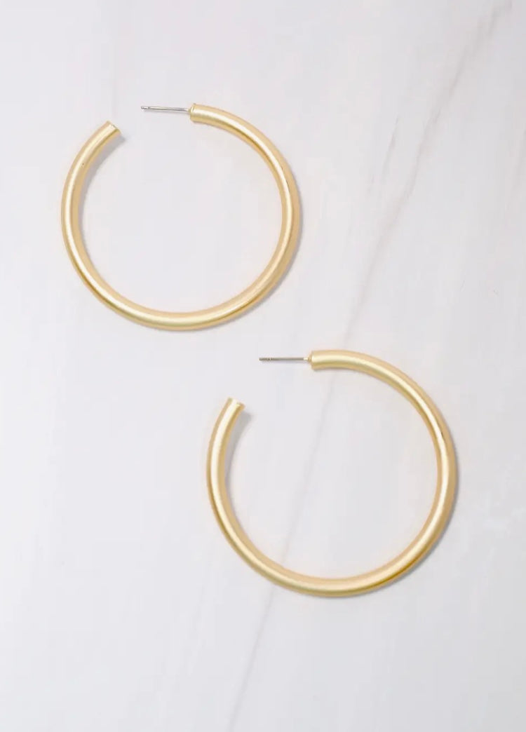 Matte Gold Hoops