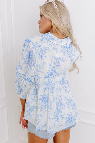 Blue Floral Blouse
