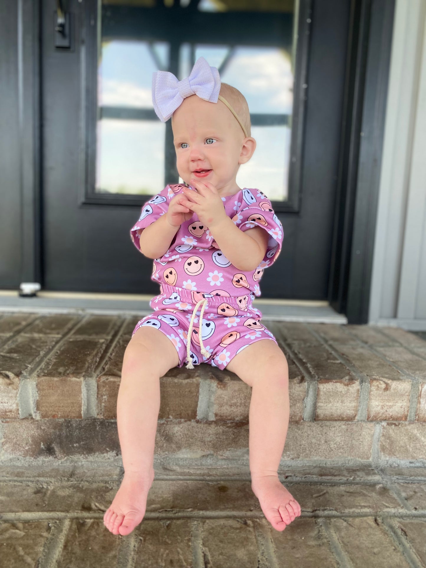 Purple Smiley Slouchy Set