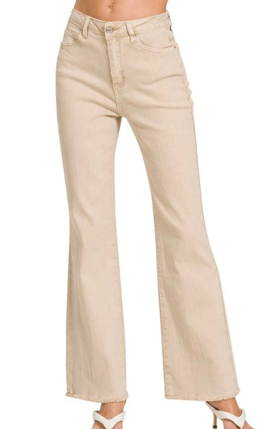 Acid Washed Straight Wide Pants