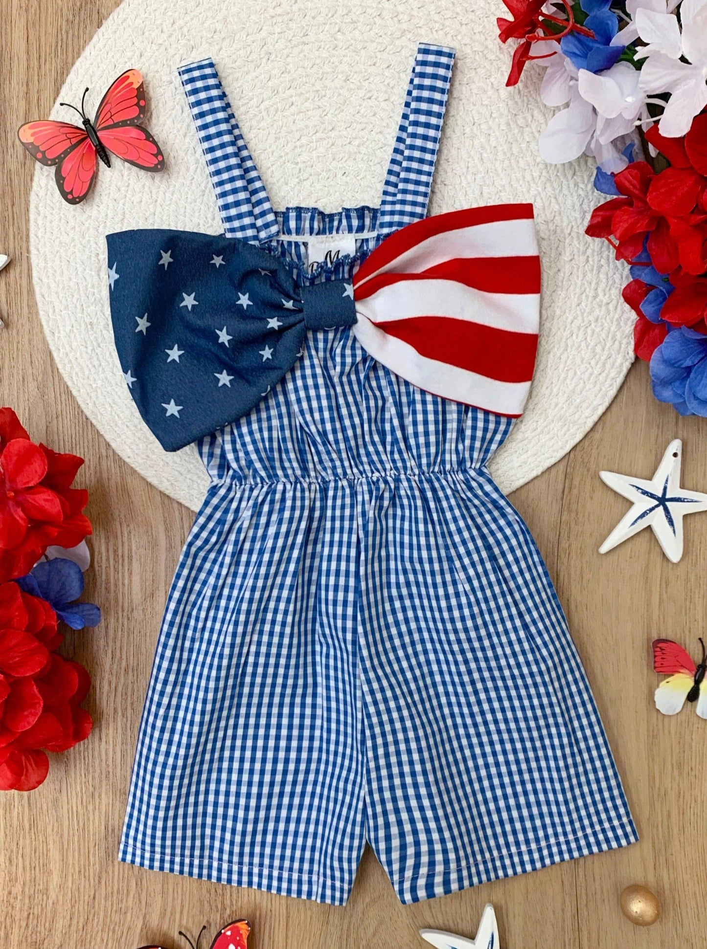 American Bow Gingham Romper