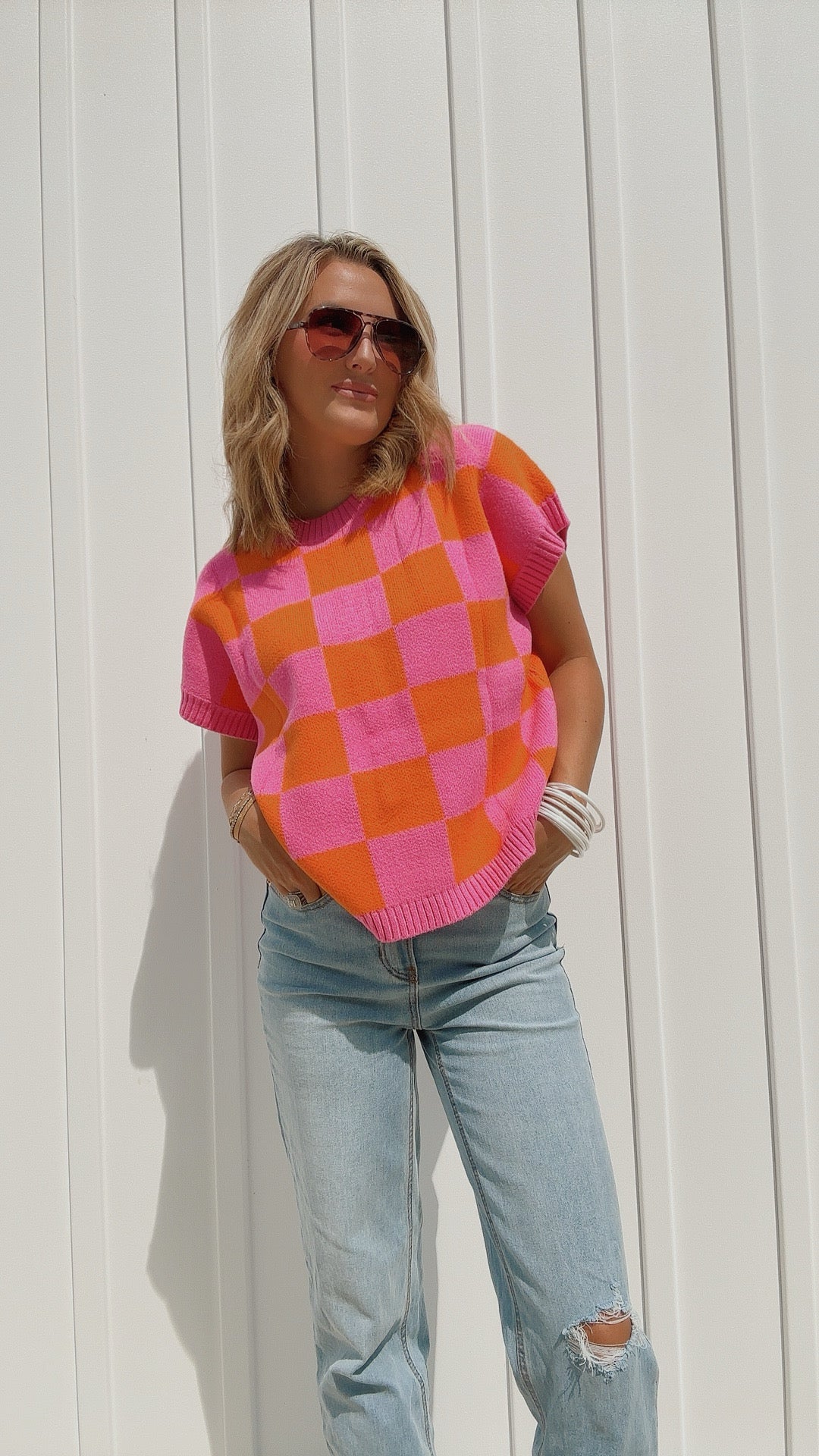 Strawberry Pink Colorblock Sweater