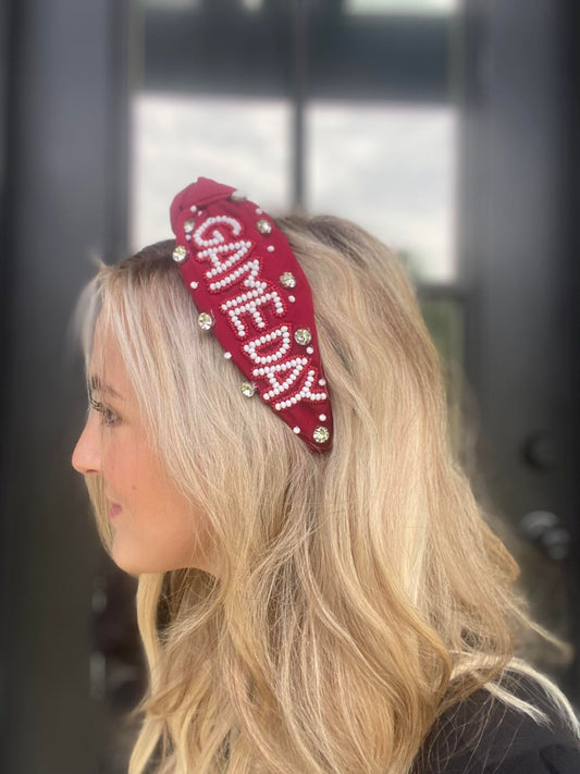 Burgundy & White 'GAMEDAY' Headband