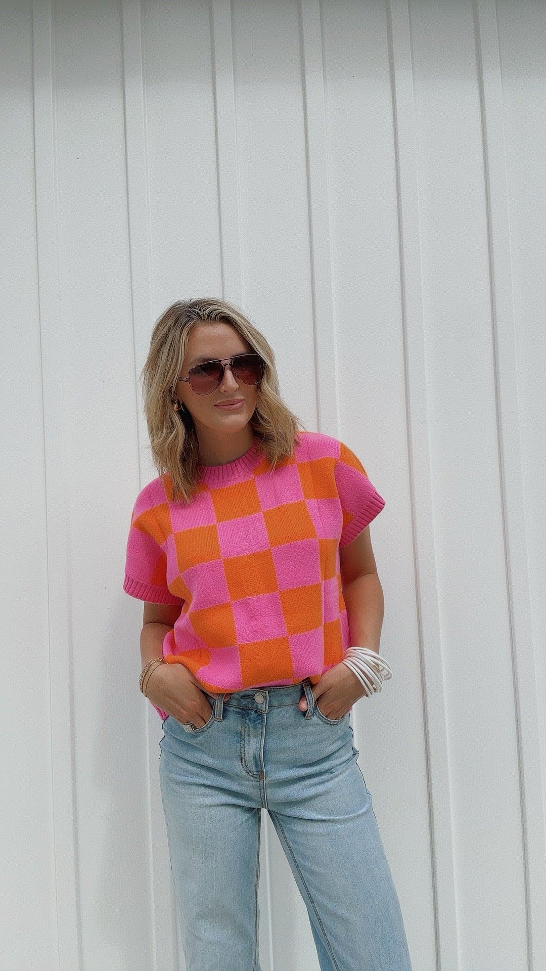 Strawberry Pink Colorblock Sweater