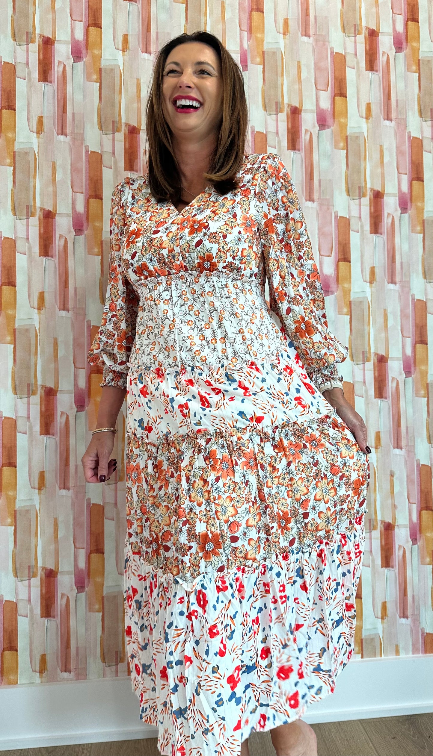 Floral Ruffled Long Dress