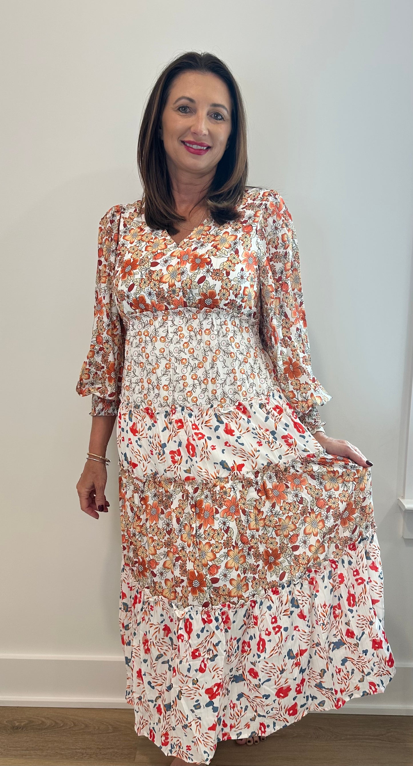 Floral Ruffled Long Dress