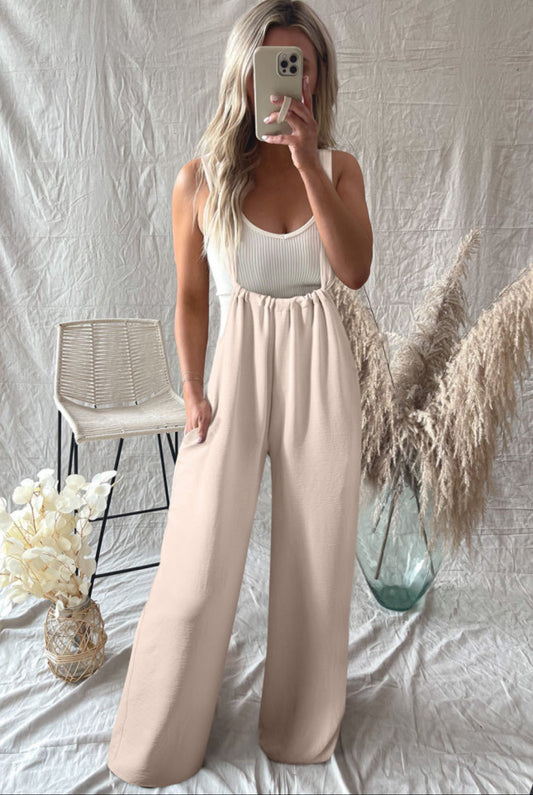 Parchment Wide Leg Overalls