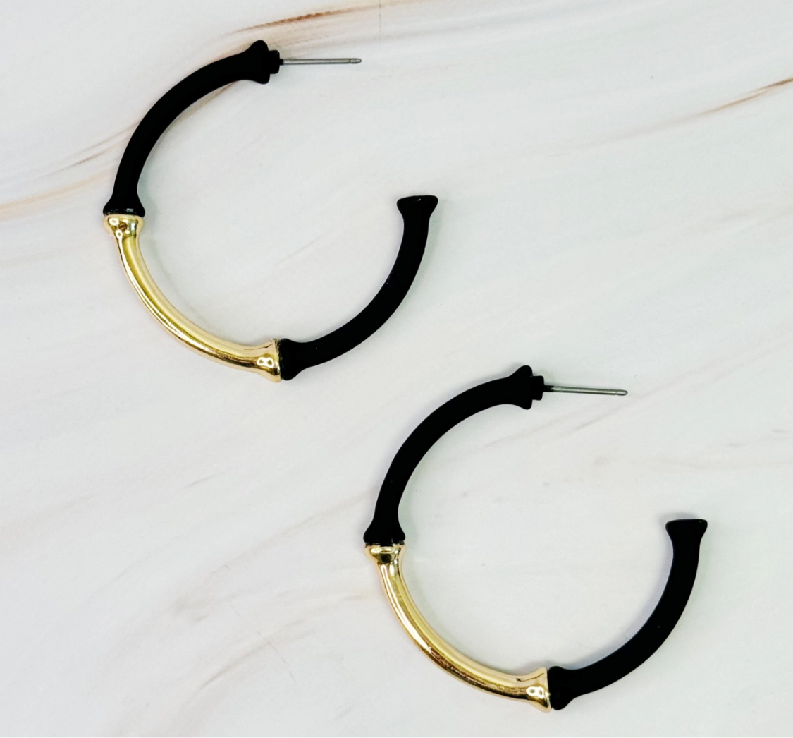 Black Bamboo Hoops