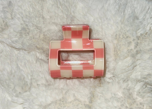 Pink Checkered Claw Clip