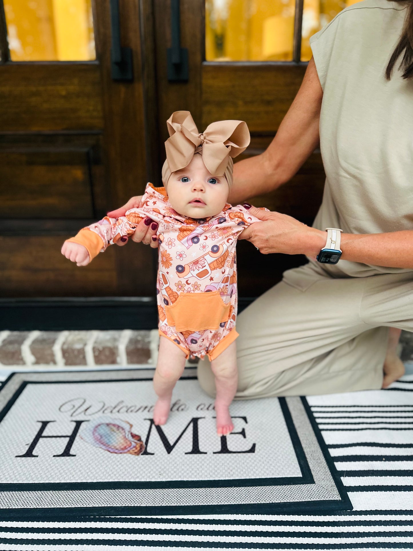 Pumpkin Truck Onesie w/ Hood