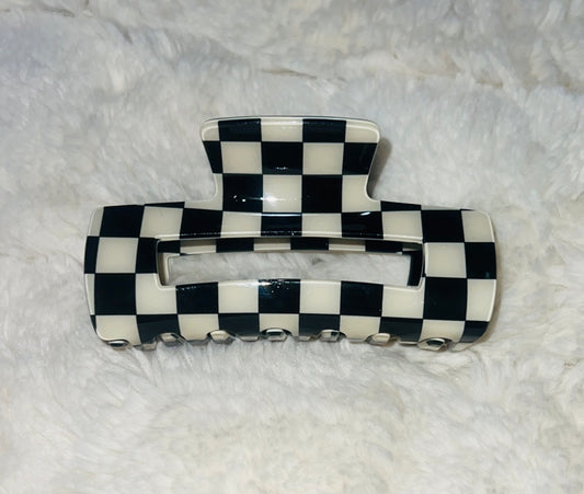 Black Checkered Claw Clip