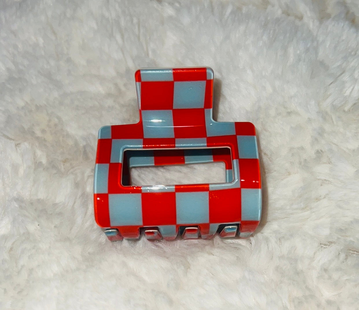 Red & Blue Checkered Claw Clip