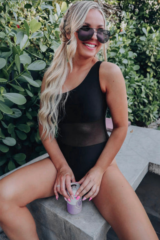 Mia Mesh Black One-piece Swimsuit