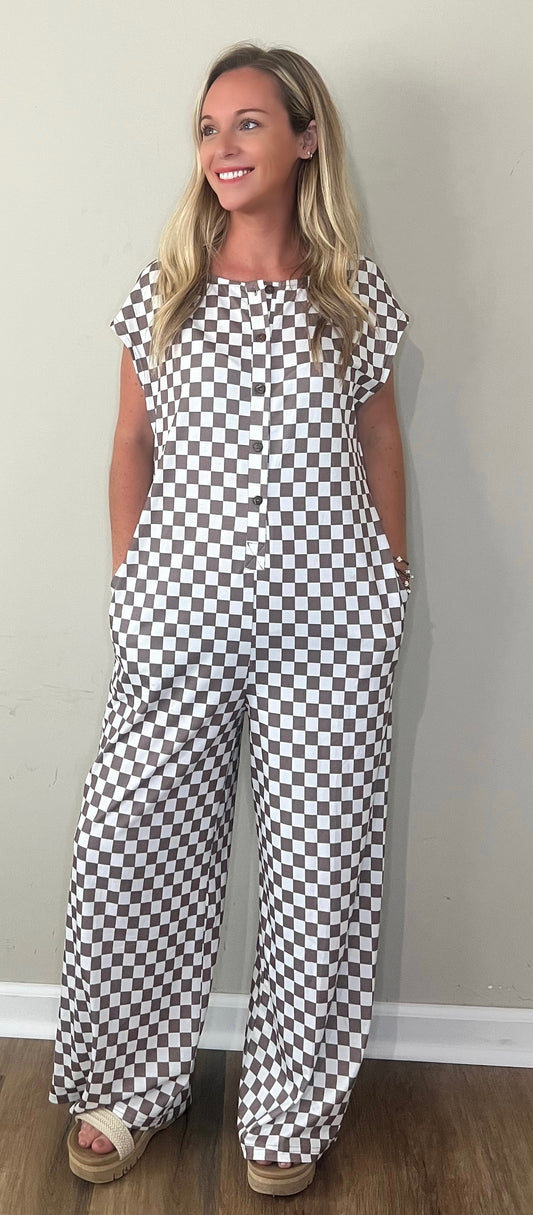 Checkered Print Jumpsuit