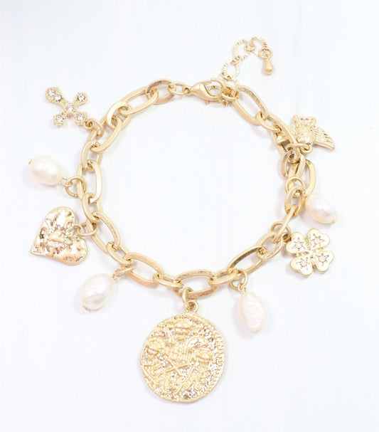 Charm Worn Gold Bracelet