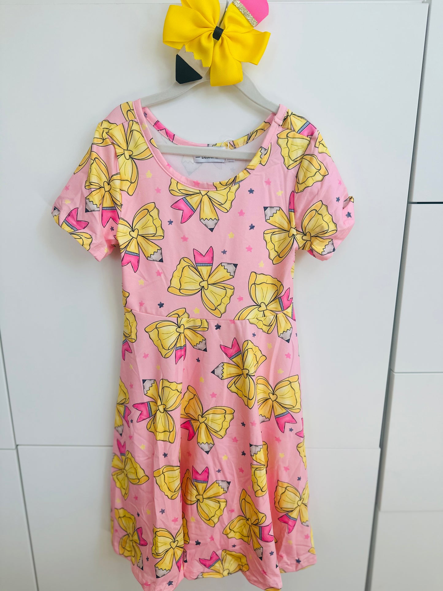 Yellow & Pink Pencil Bow Dress