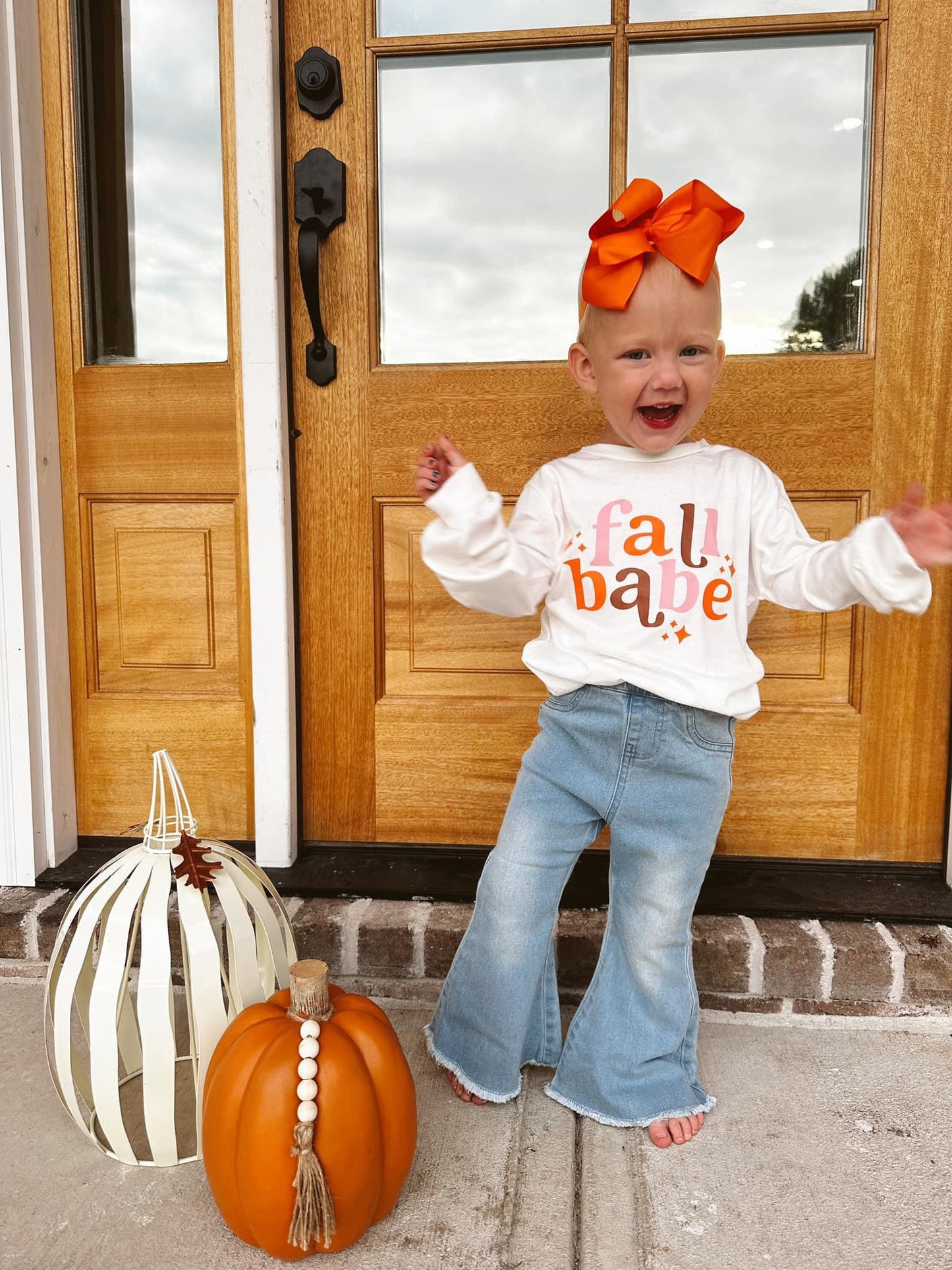 White fall babe sweatshirt top