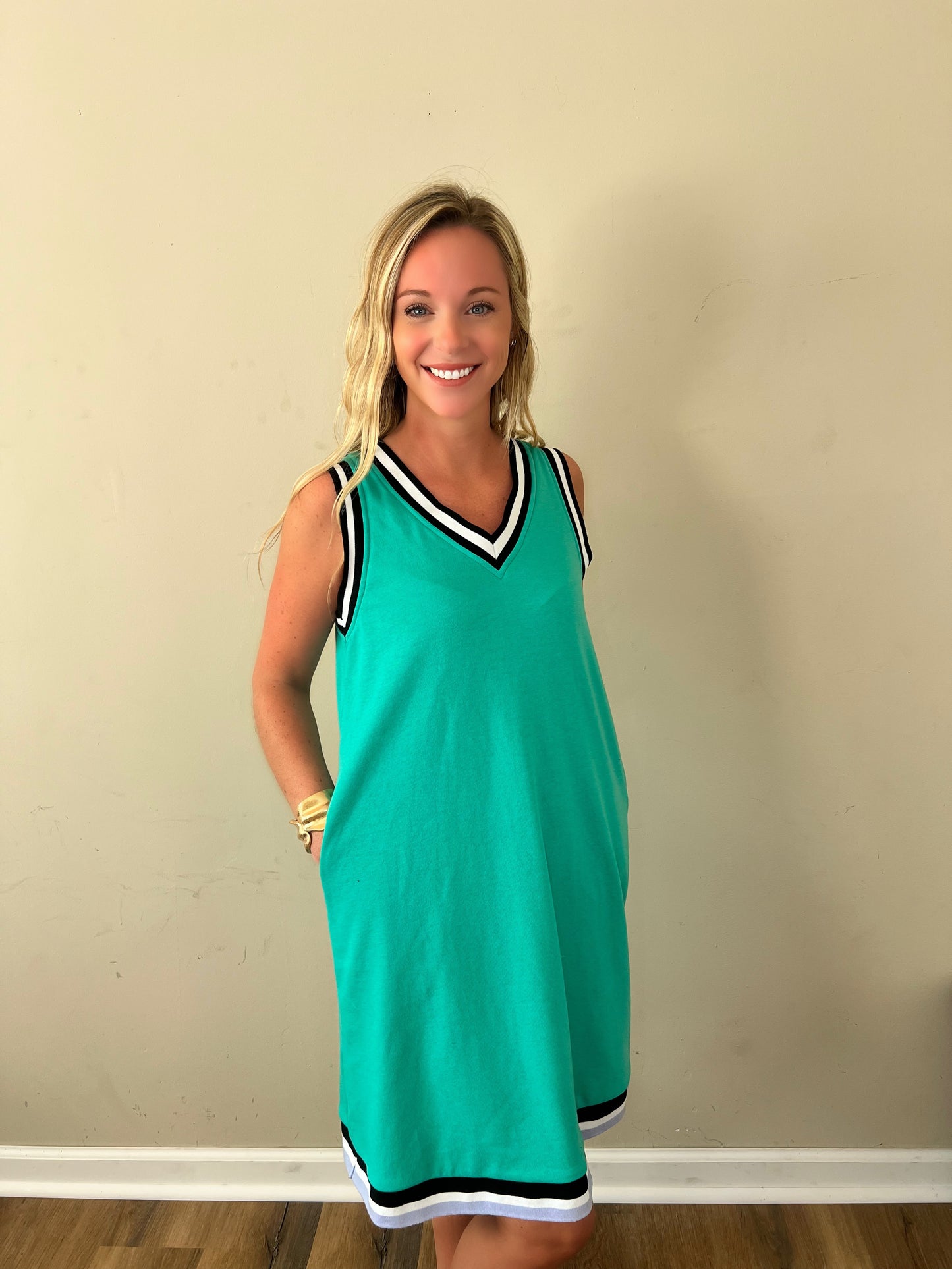 Mint Green V Neck Dress