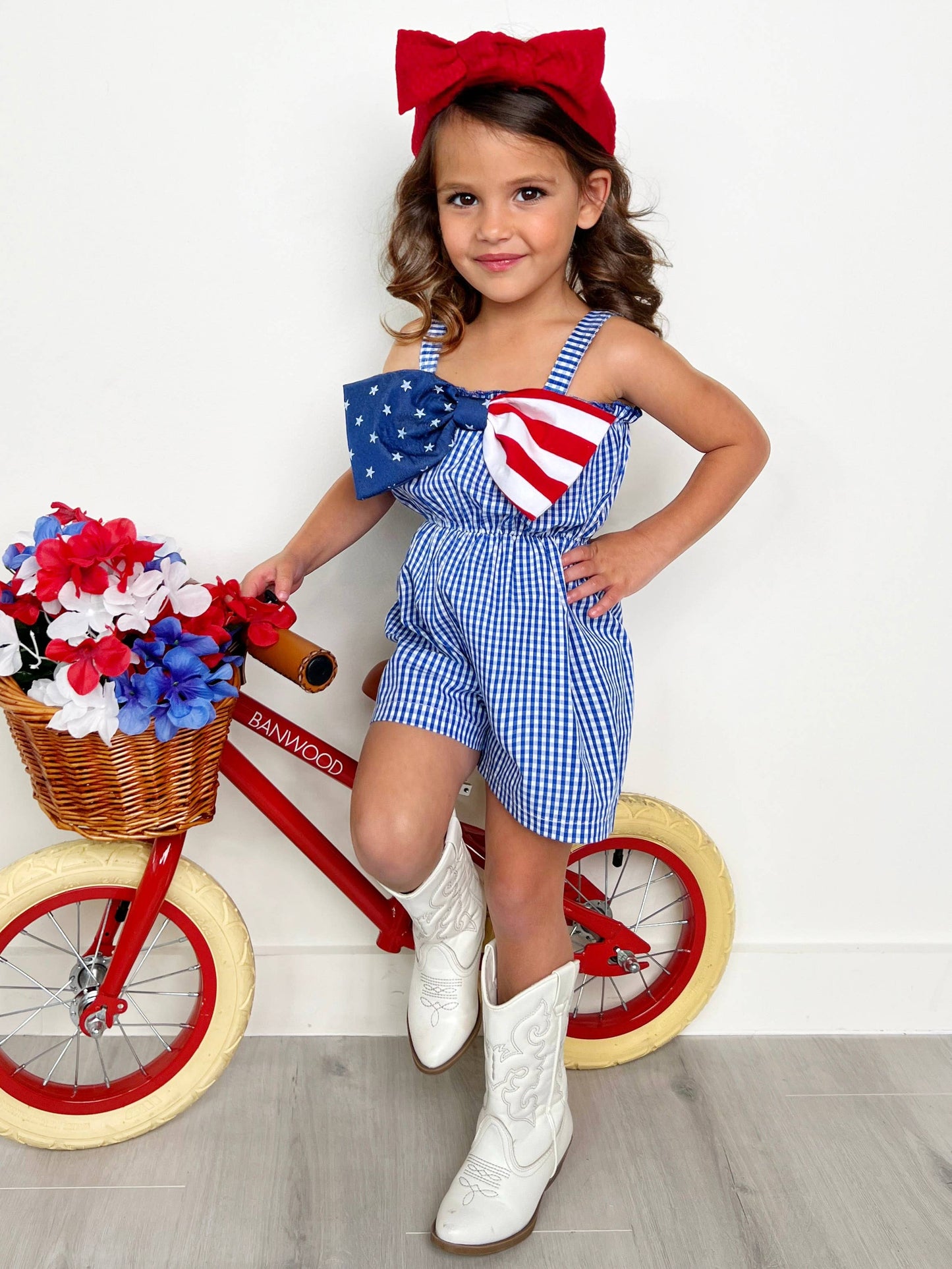 American Bow Gingham Romper