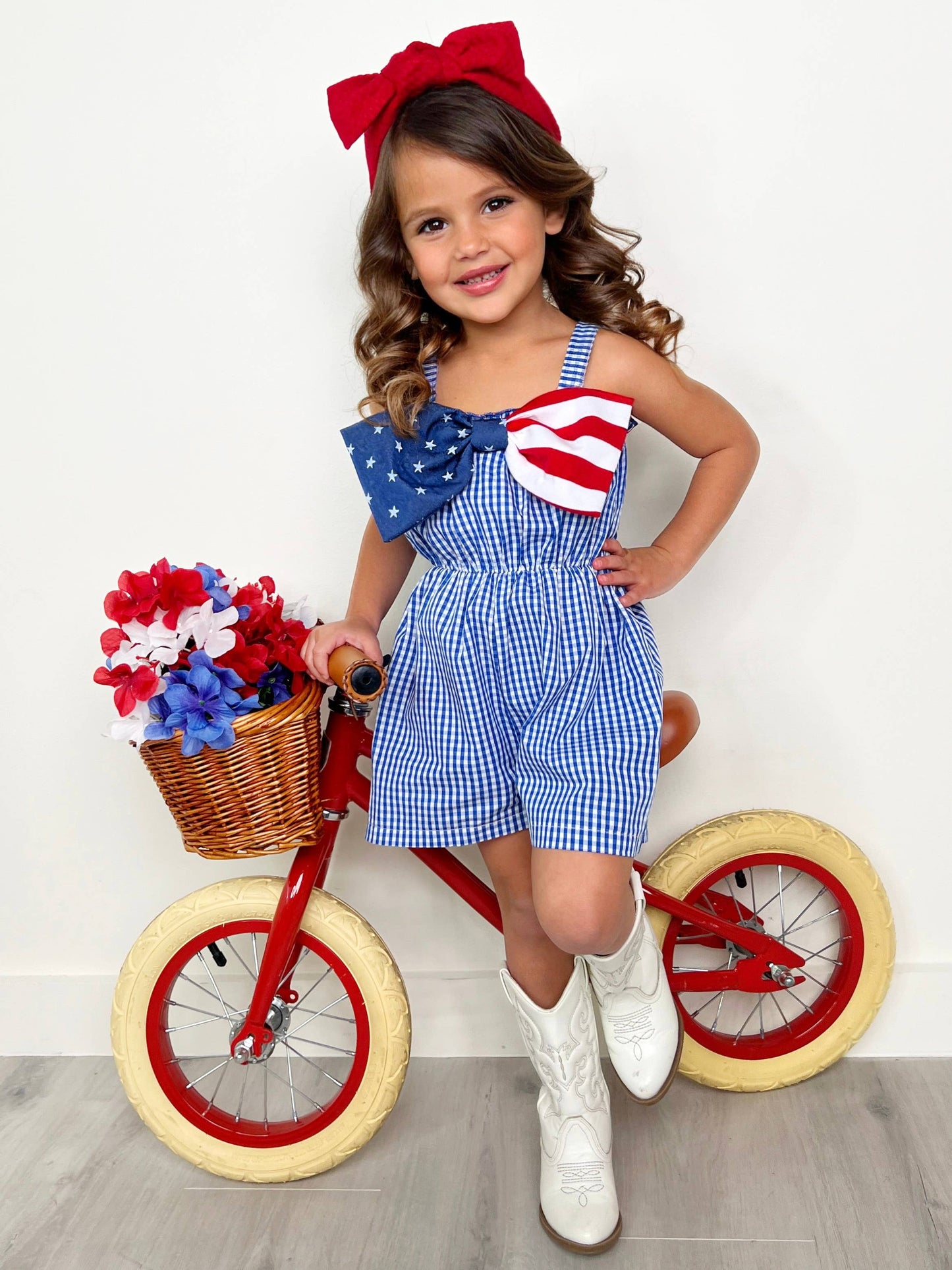 American Bow Gingham Romper
