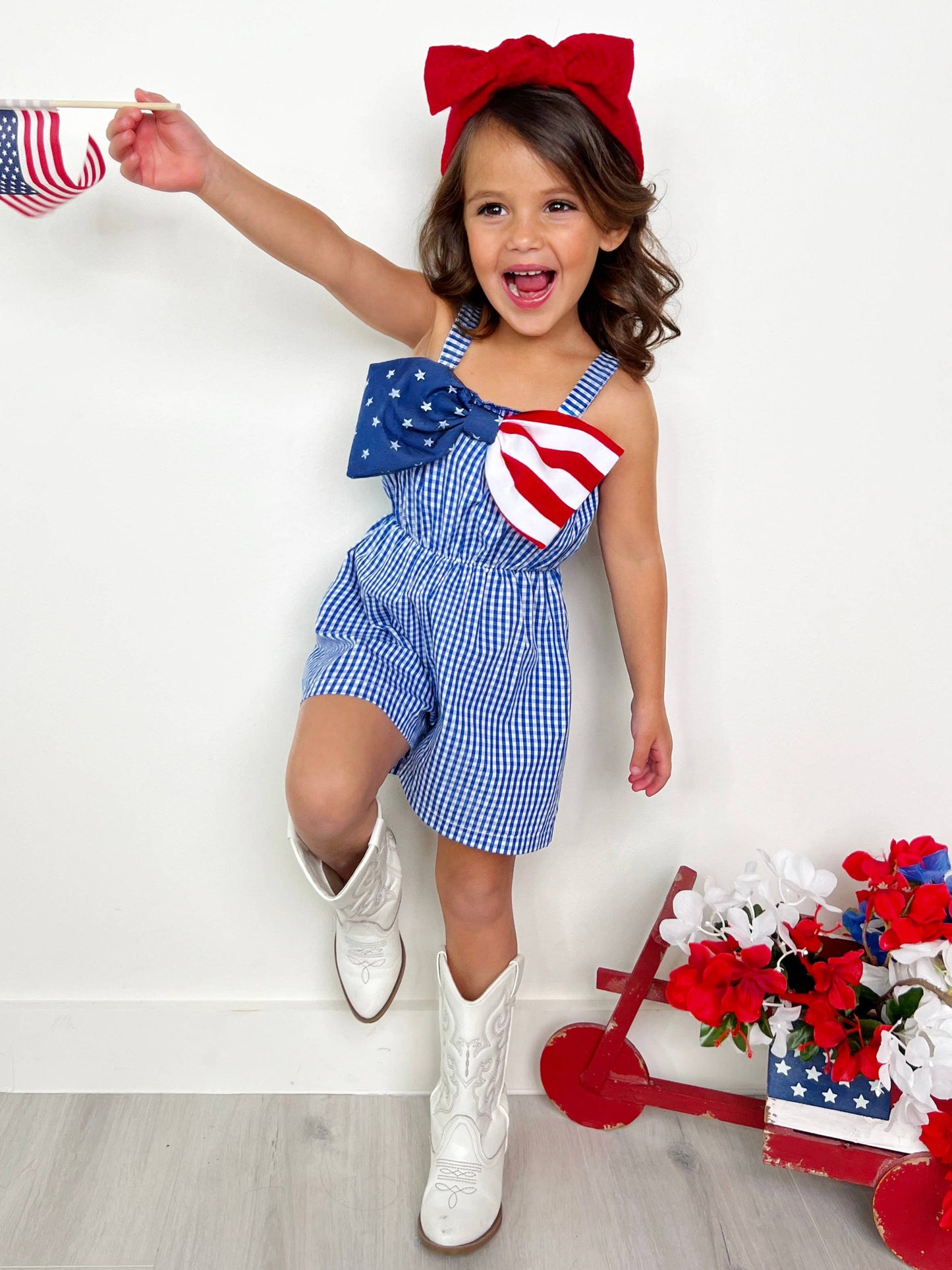 American Bow Gingham Romper