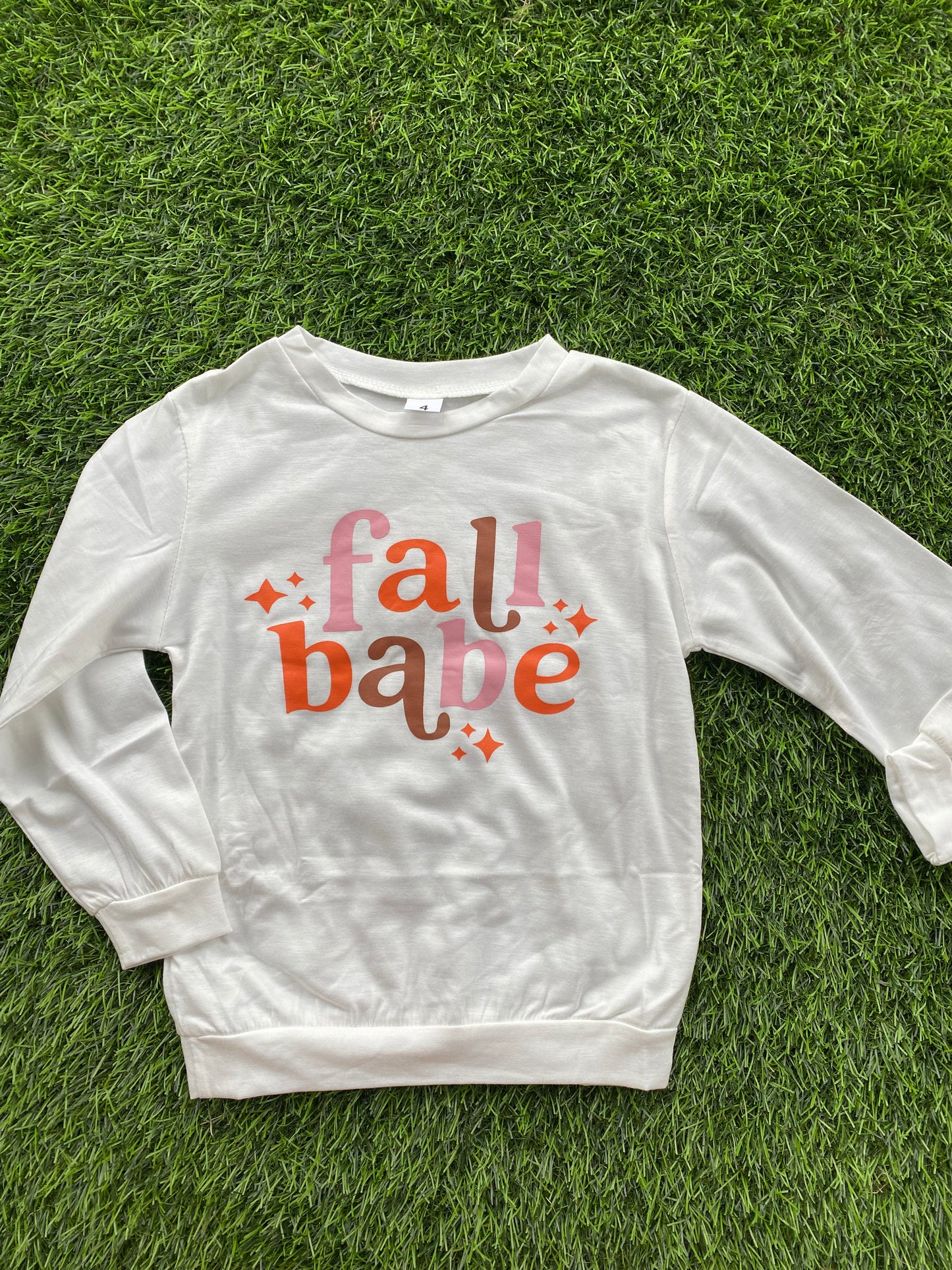 White fall babe sweatshirt top