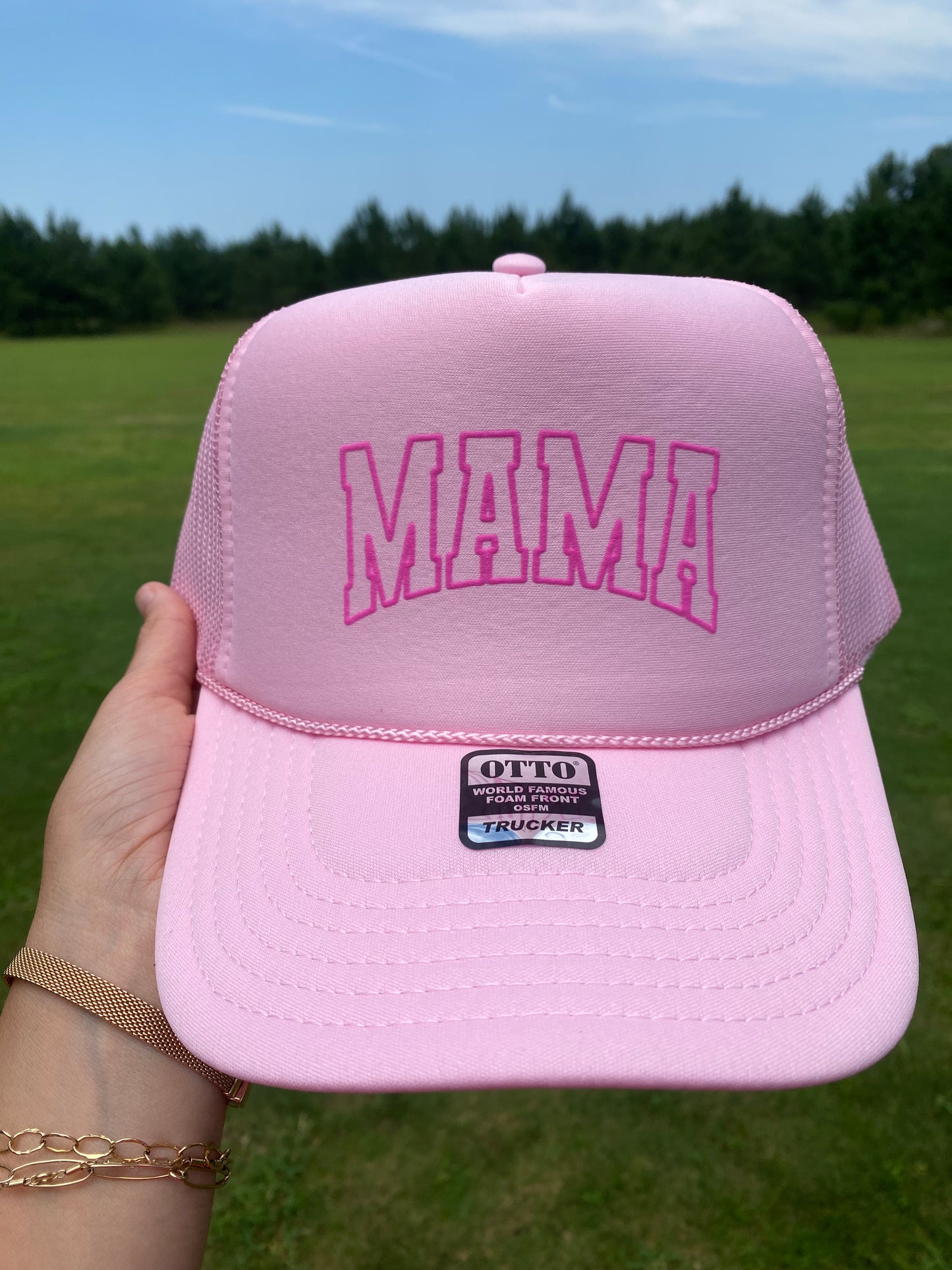 Mama Pink Puff Trucker Hat