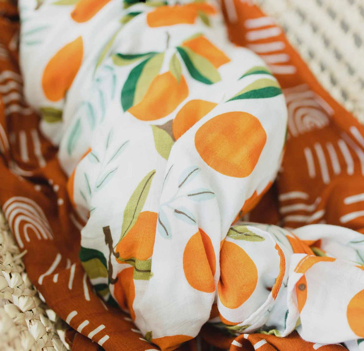 Citrus Orange Muslin Swaddle