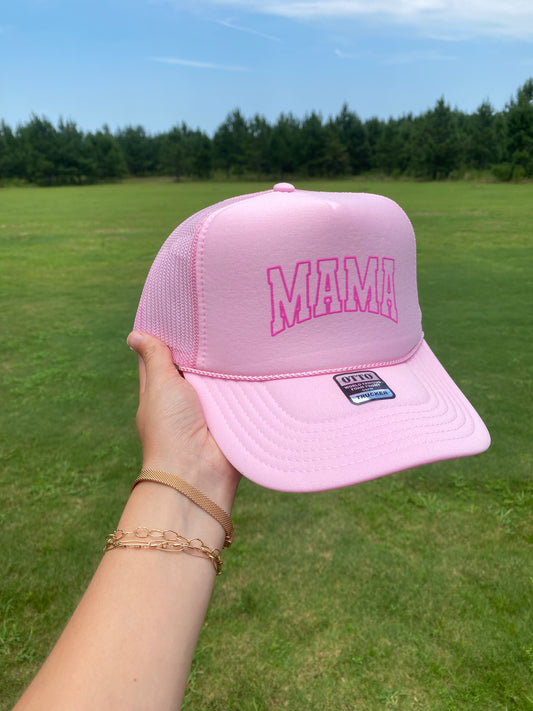 Mama Pink Puff Trucker Hat